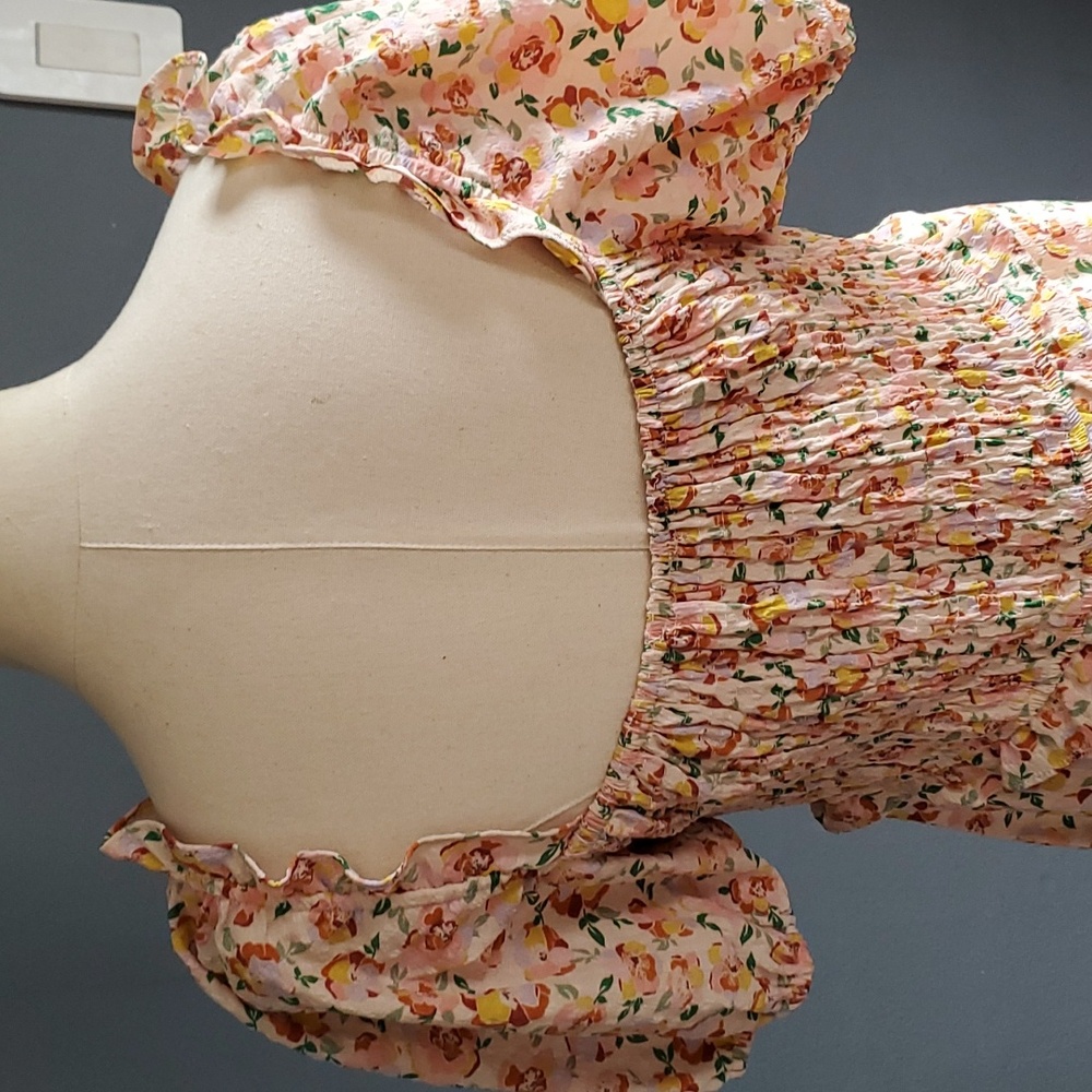 Beautiful cottagecore midi summer off shoulder floral dress size L - Picture 8 of 14